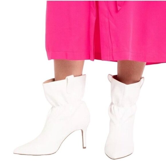 NWT Eloquii Ruched White Ankle Boot Size 9W - Picture 1 of 8